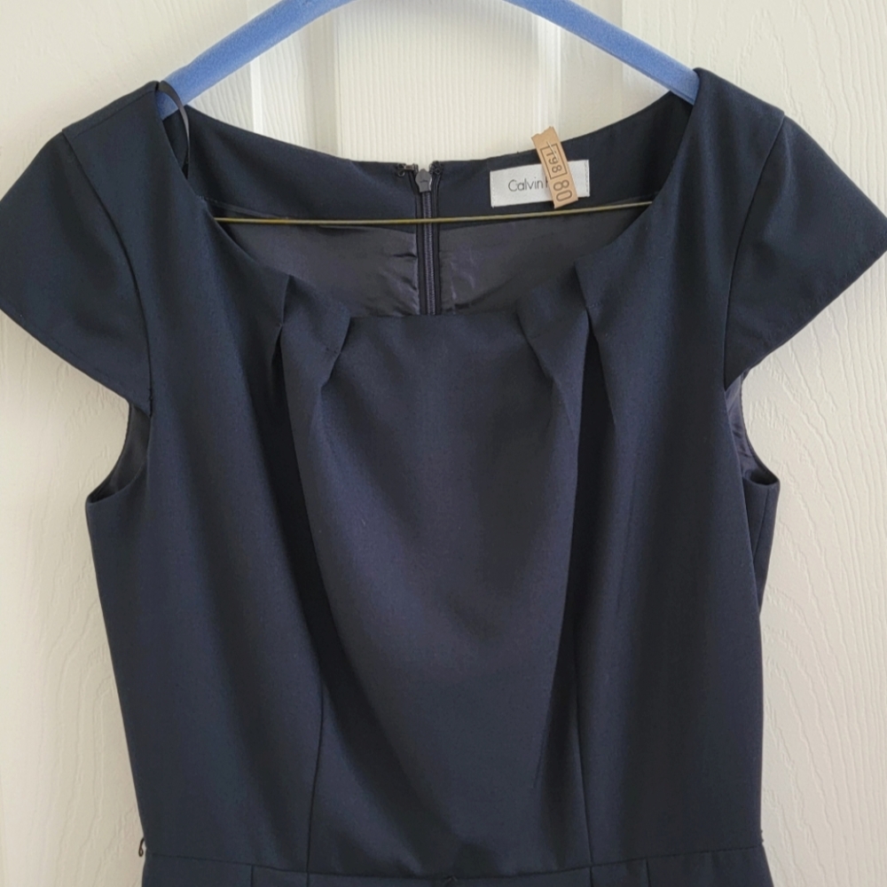 Calvin Klein Navy Blue Women's Sheath Dress, Size 0 - Picture 4 of 10